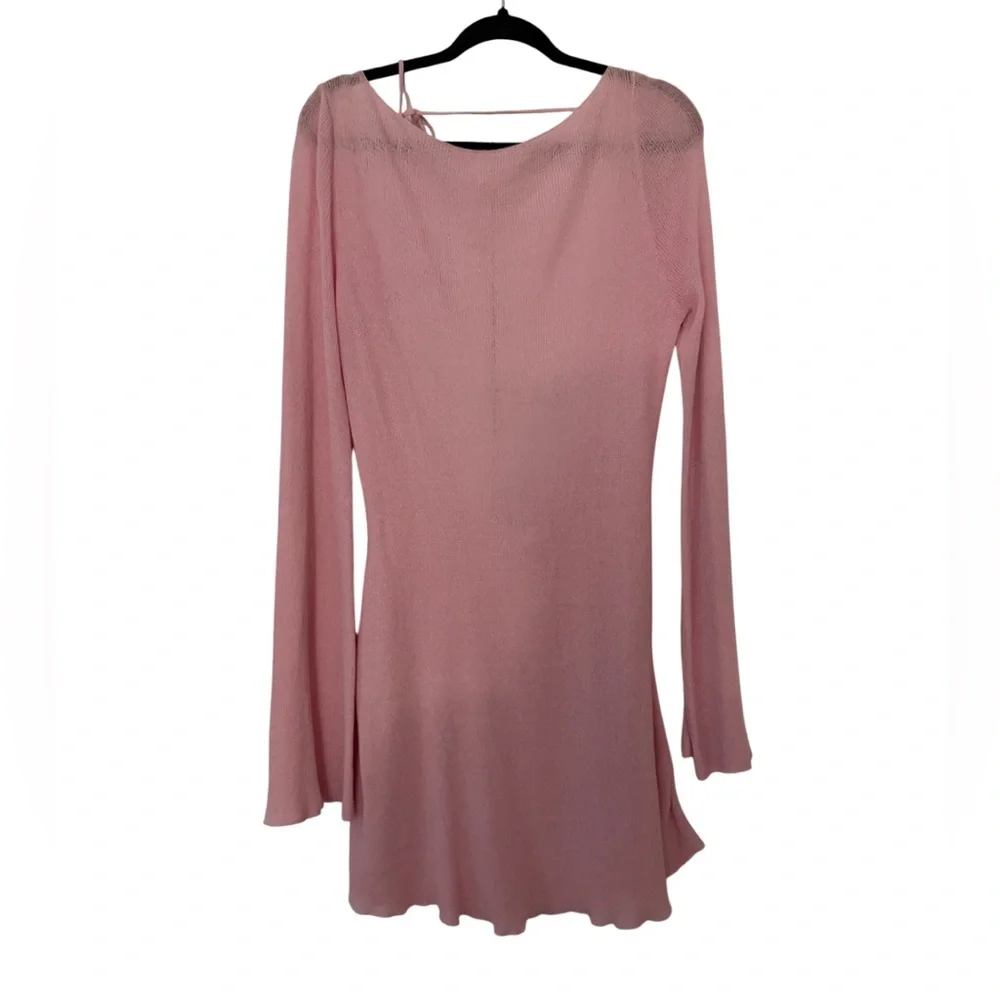 Meshki pink knit flare sleeve mini dress - Picture 4 of 8